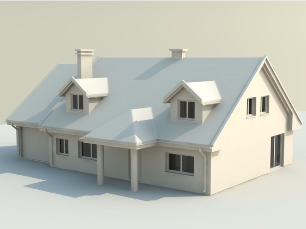 A 3D render of a two-storey house